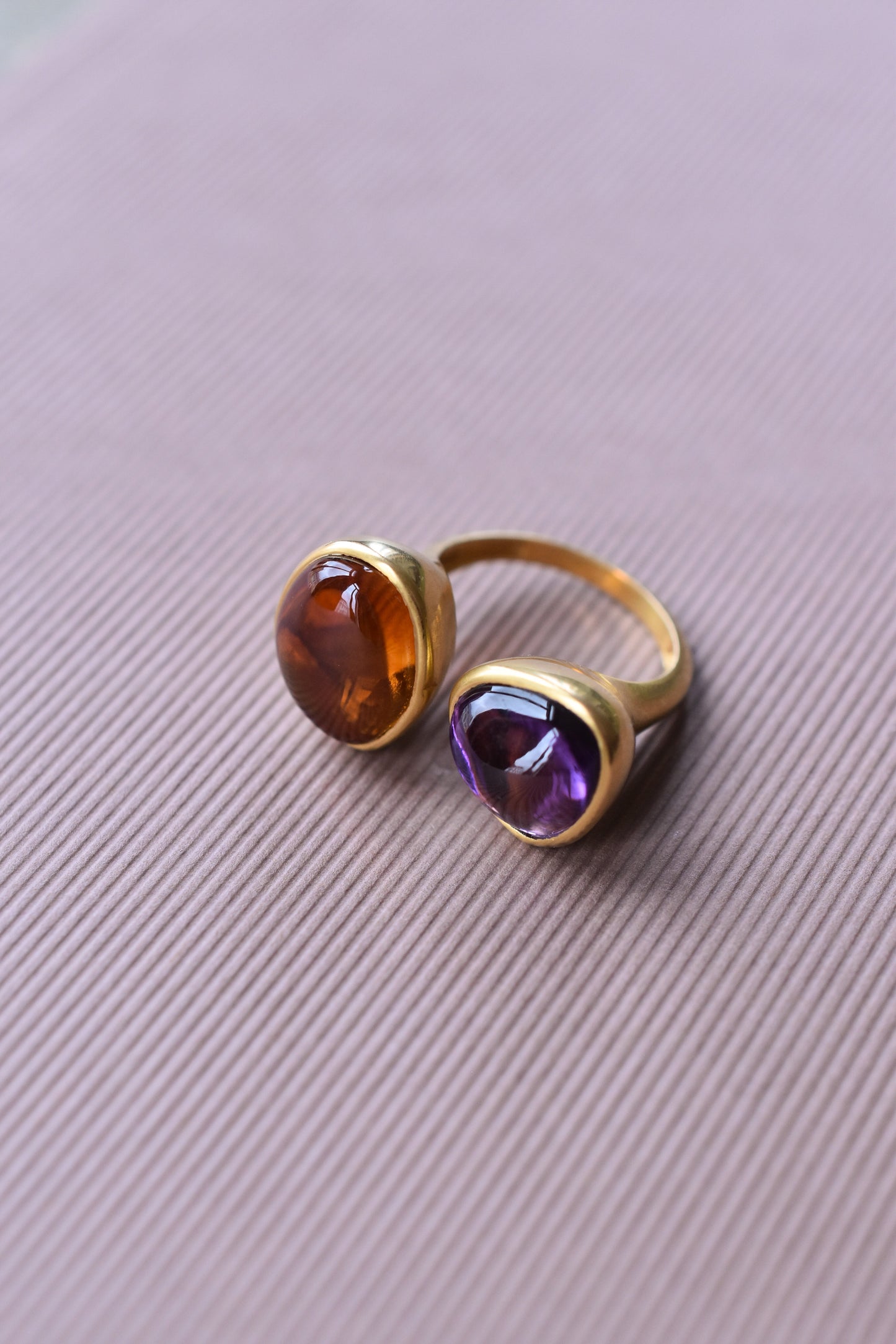 Amethyst and Citrine Large 'Toi et Moi' Ring