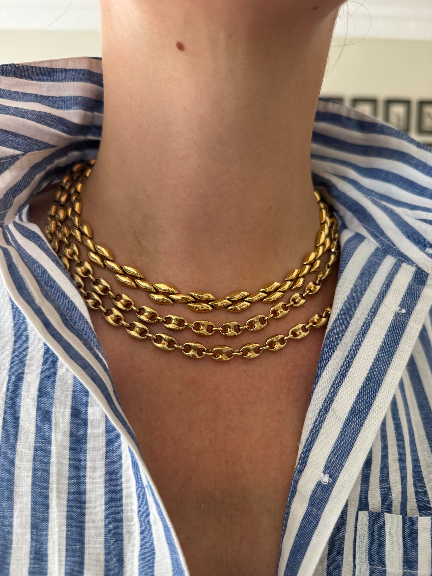 Vintage Mariner Link Chain in Solid 18k Yellow Gold