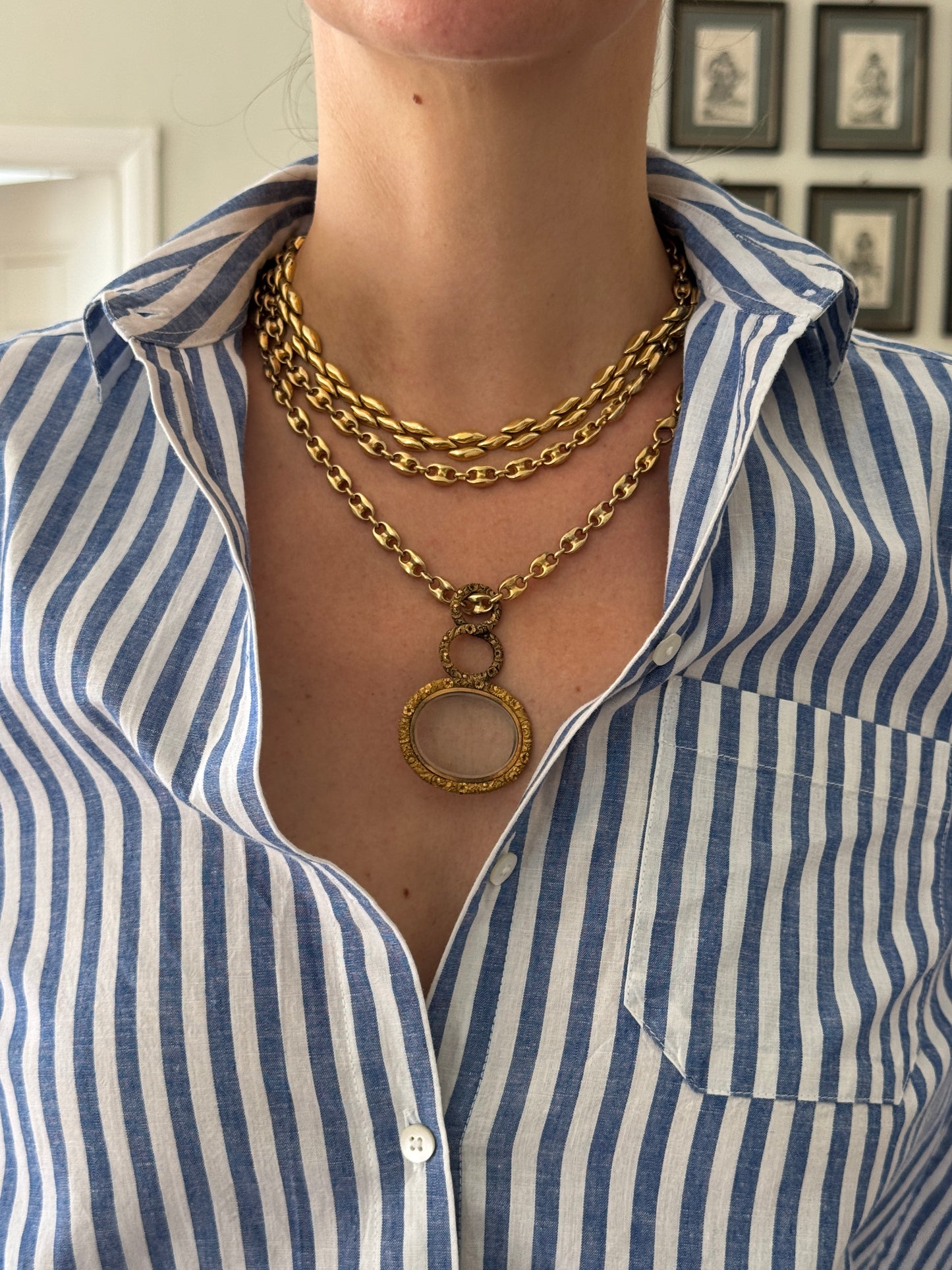 Vintage Mariner Link Chain in Solid 18k Yellow Gold
