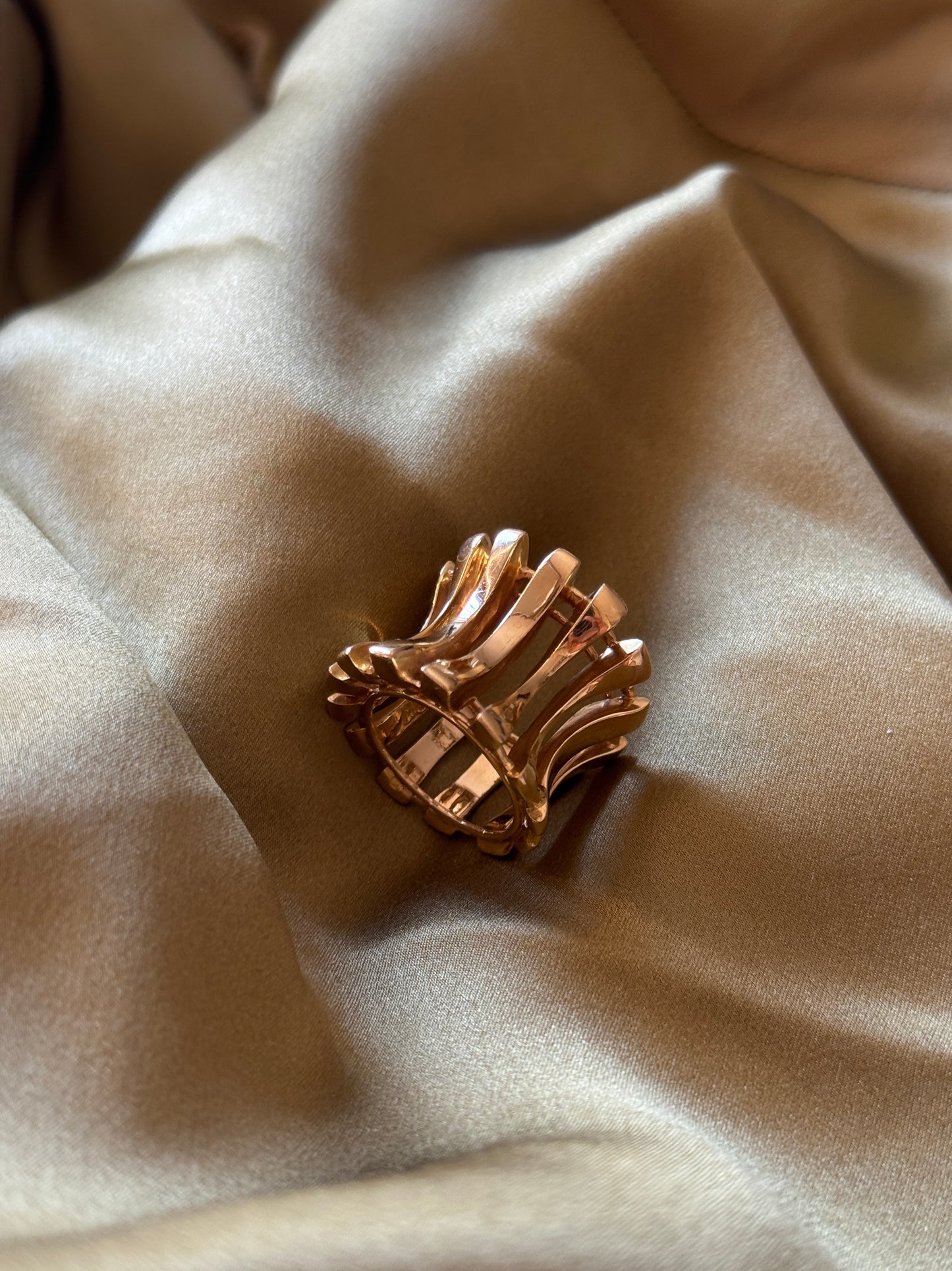 A Modernist Sculptural 18k Gold Openwork Ring