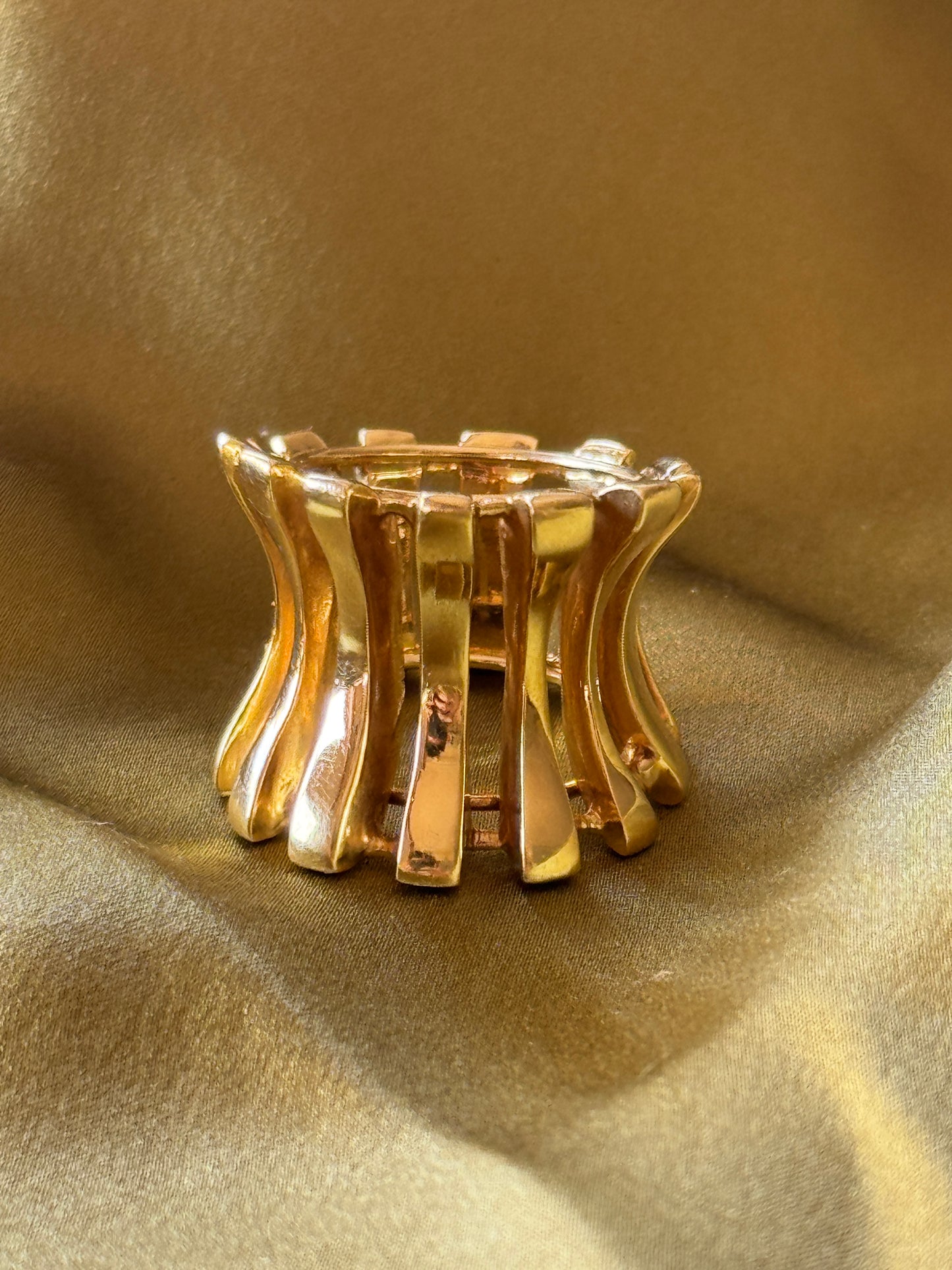 A Modernist Sculptural 18k Gold Openwork Ring