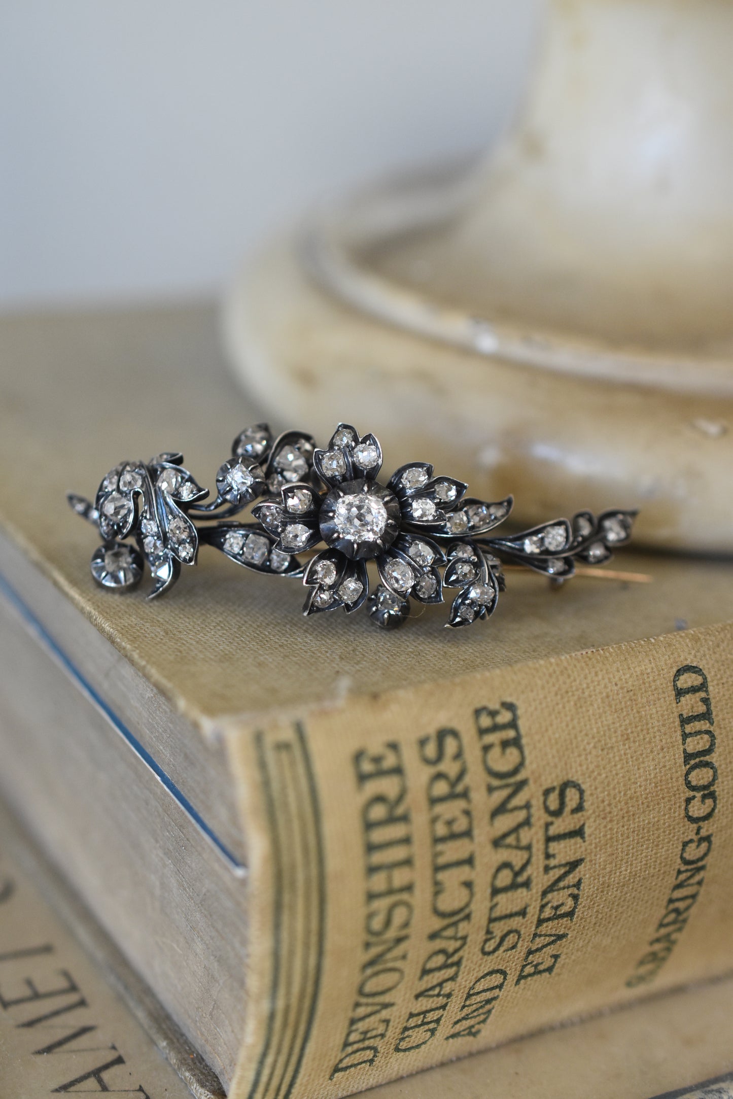 19th Century Silver Backed Gold Flower Diamond Brooch