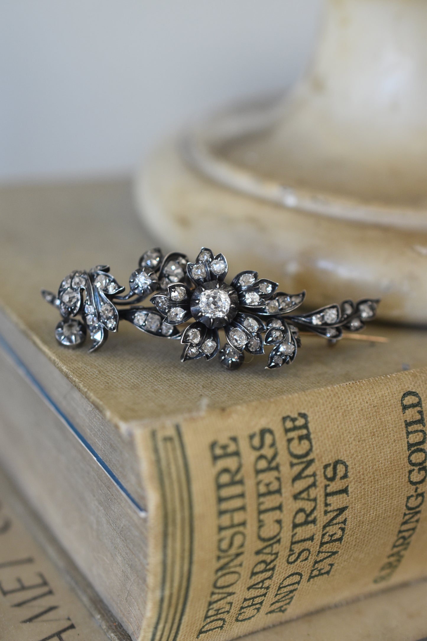 19th Century Silver Backed Gold Flower Diamond Brooch