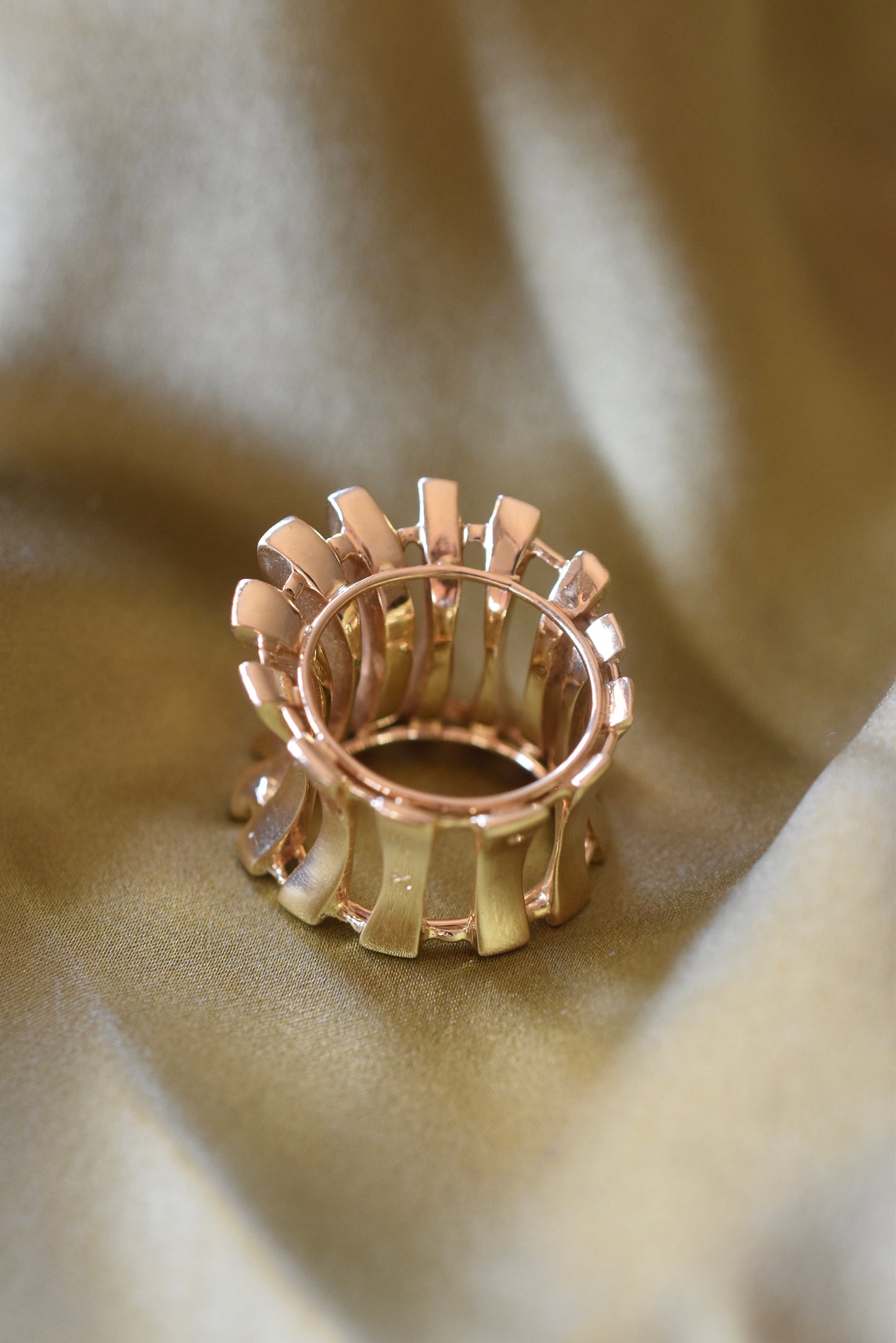 A Modernist Sculptural 18k Gold Openwork Ring