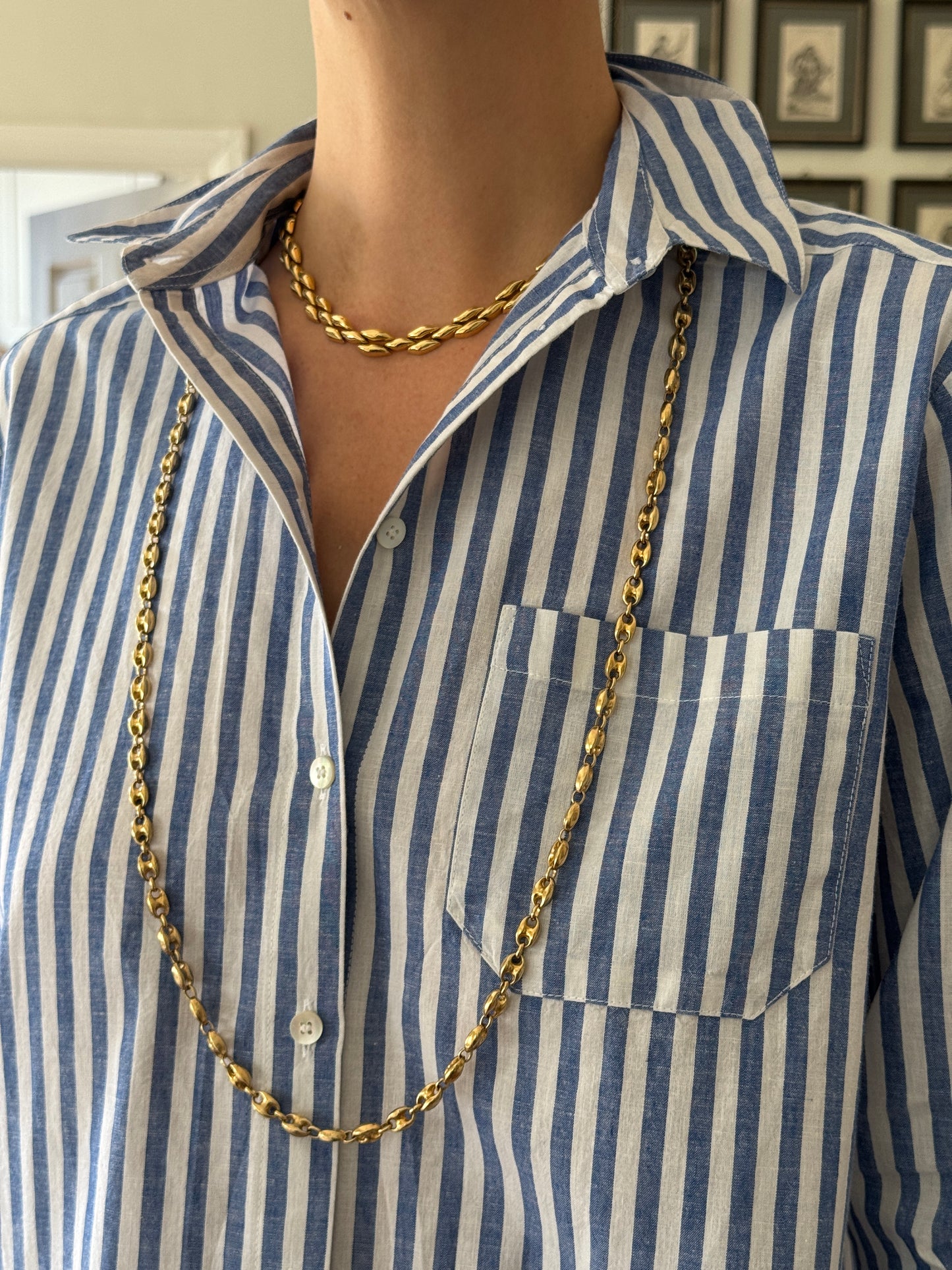 Vintage Mariner Link Chain in Solid 18k Yellow Gold