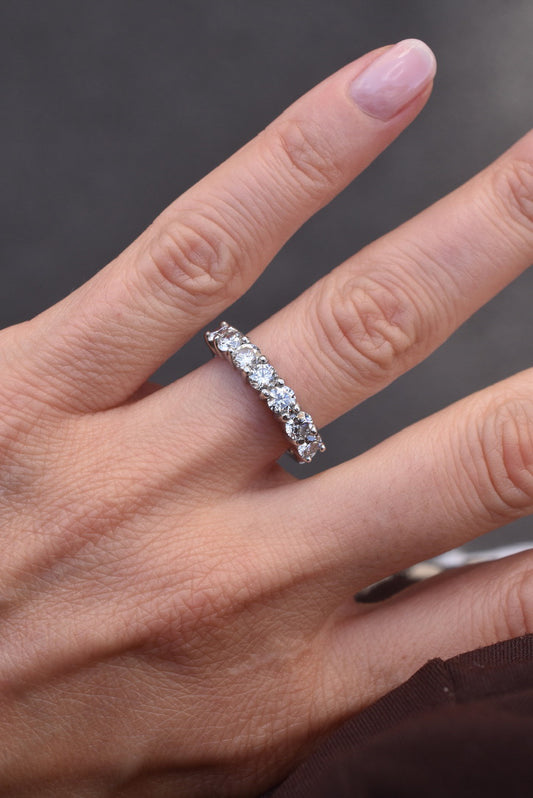 Vintage Platinum Handcrafted 1.52cts Natural Diamond Half Eternity Ring