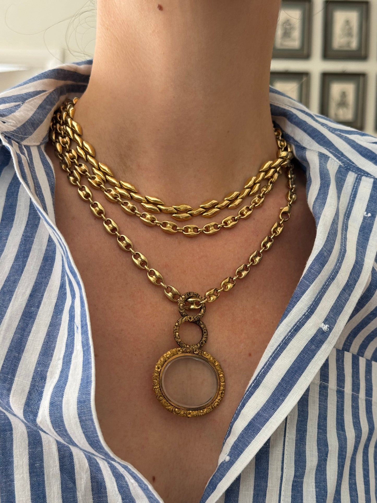 Vintage Mariner Link Chain in Solid 18k Yellow Gold