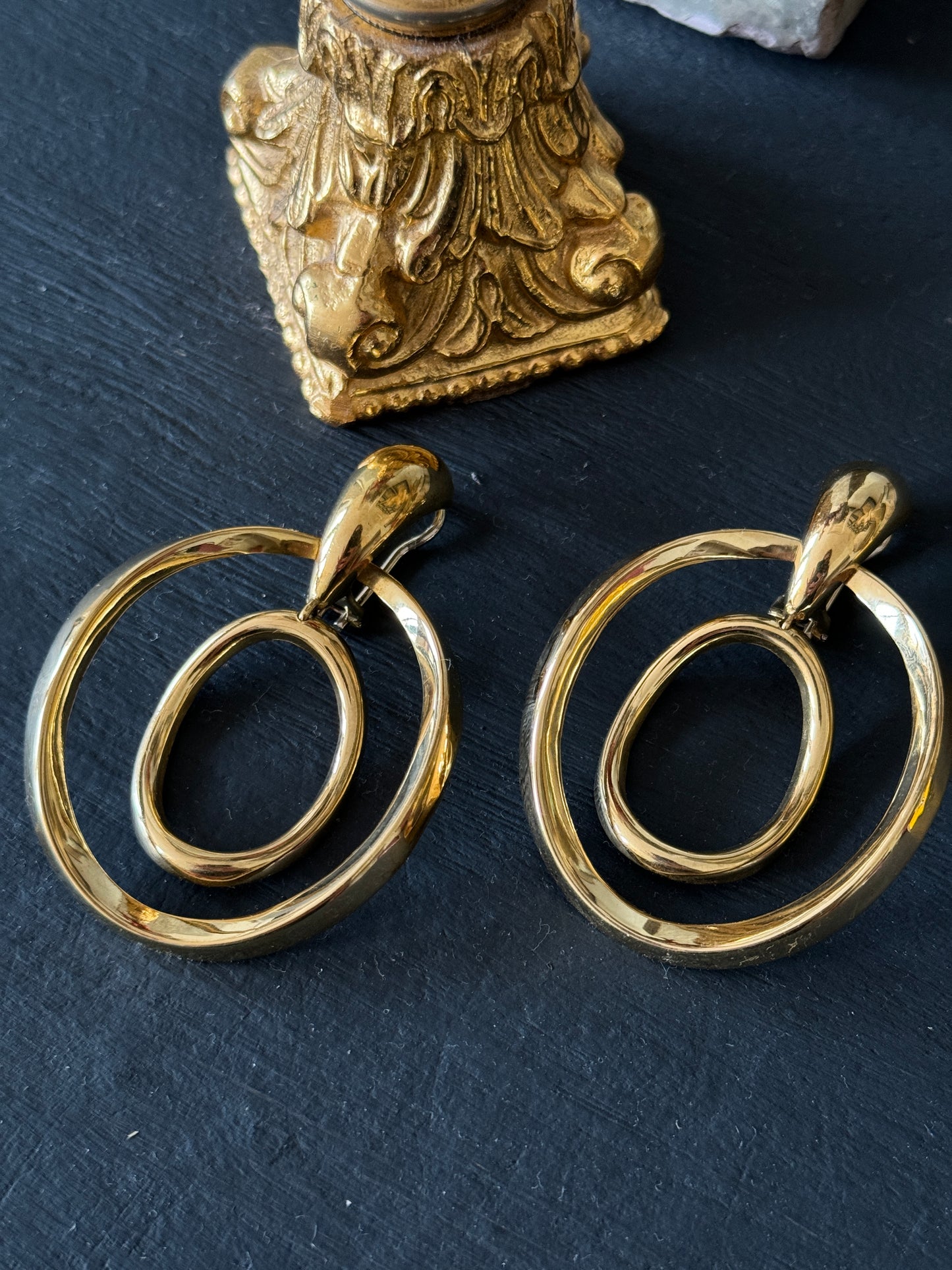 1970s Italian Large 18k Solid Gold Hoop Earrings - 26.50 grams