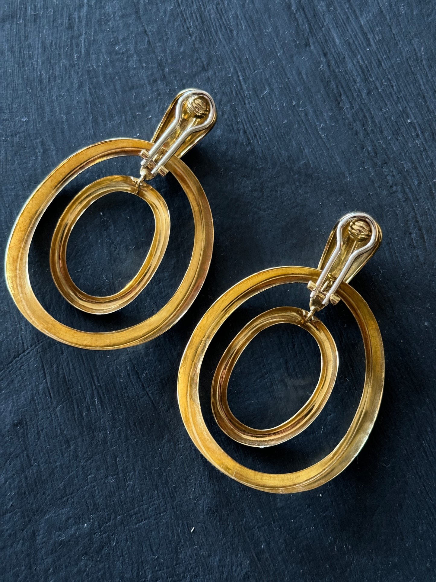 1970s Italian Large 18k Solid Gold Hoop Earrings - 26.50 grams