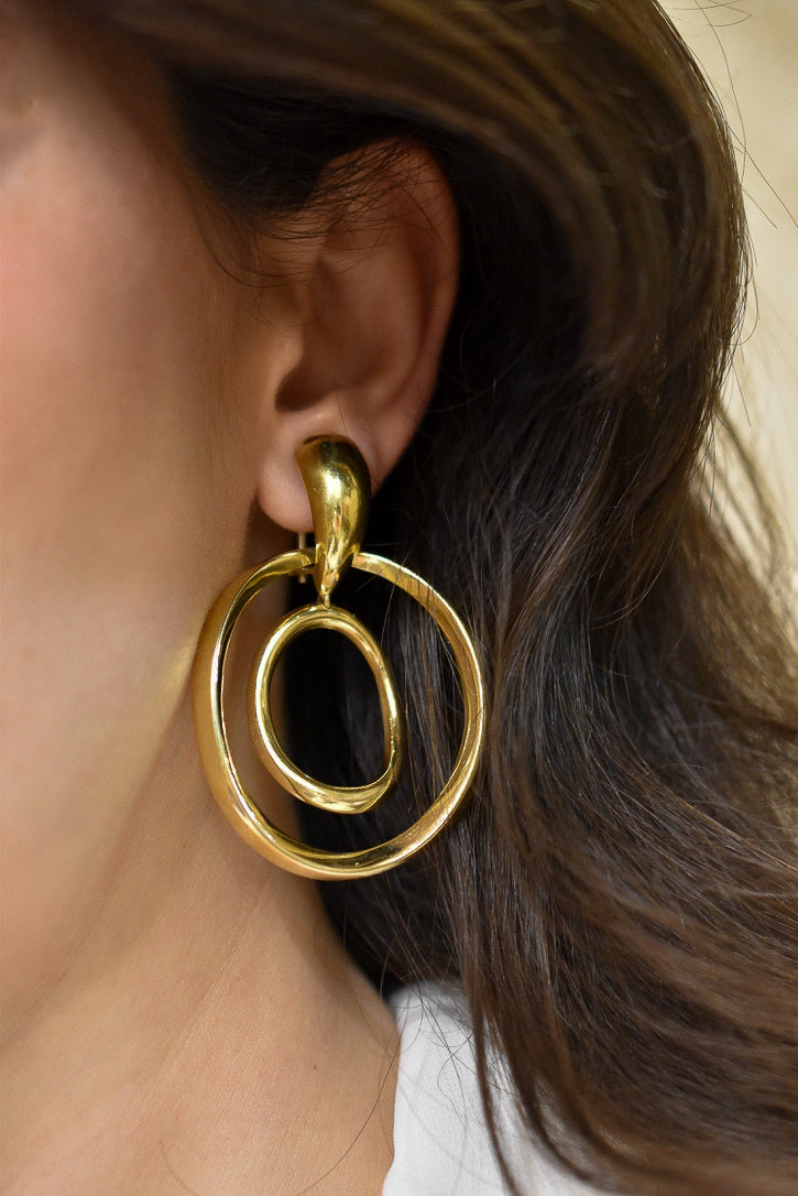 1970s Italian Large 18k Solid Gold Hoop Earrings - 26.50 grams