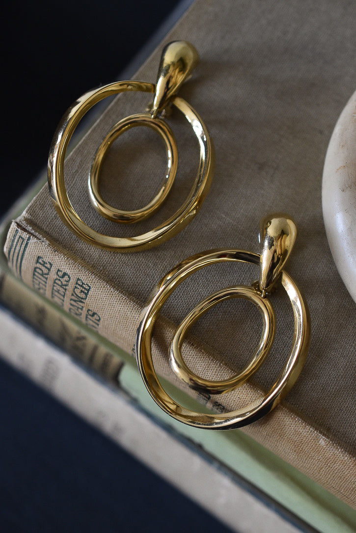 1970s Italian Large 18k Solid Gold Hoop Earrings - 26.50 grams