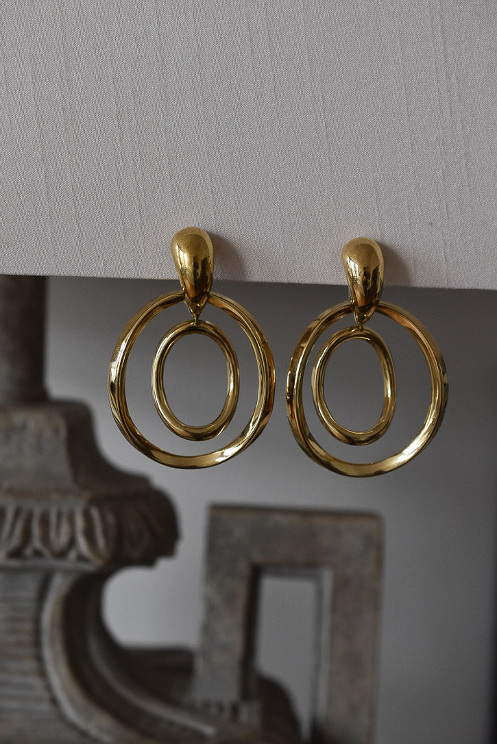 1970s Italian Large 18k Solid Gold Hoop Earrings - 26.50 grams