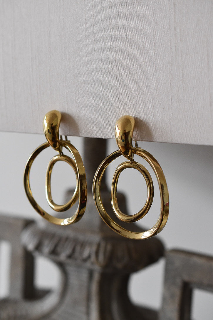 1970s Italian Large 18k Solid Gold Hoop Earrings - 26.50 grams