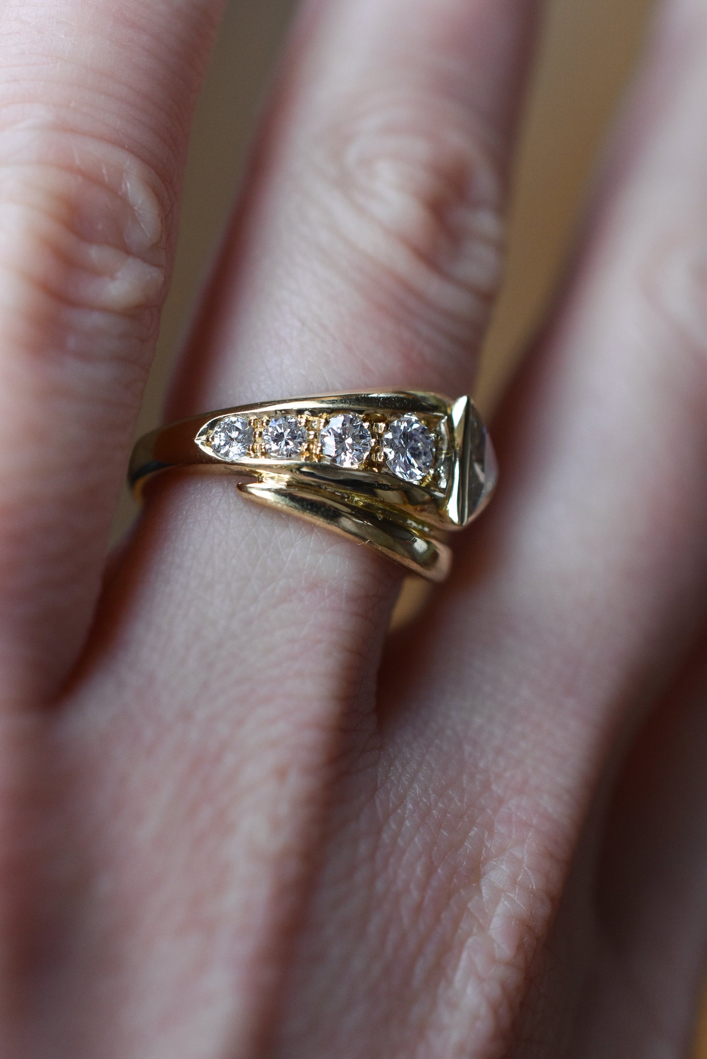1.10ct Vintage Diamond Snake Ring in 18k Yellow Gold