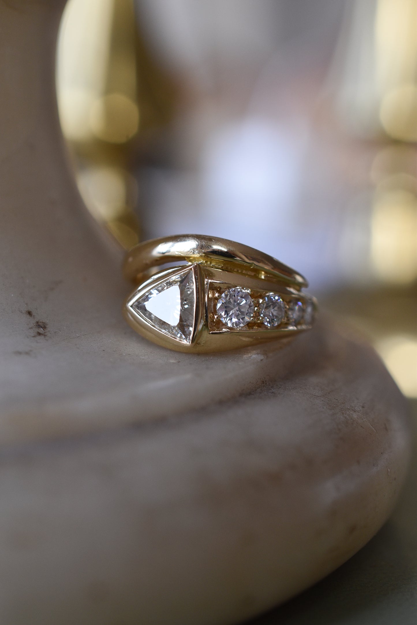 1.10ct Vintage Diamond Snake Ring in 18k Yellow Gold