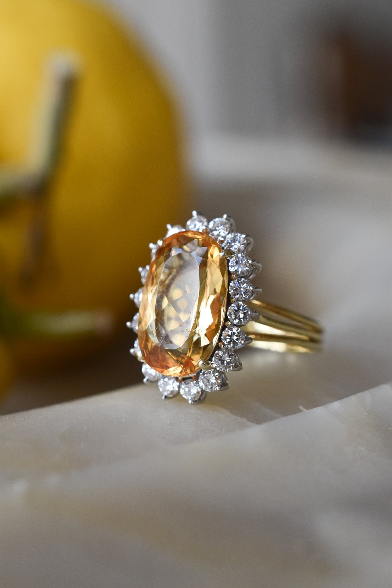 4.70ct Imperial Topaz and Diamond Cluster Ring