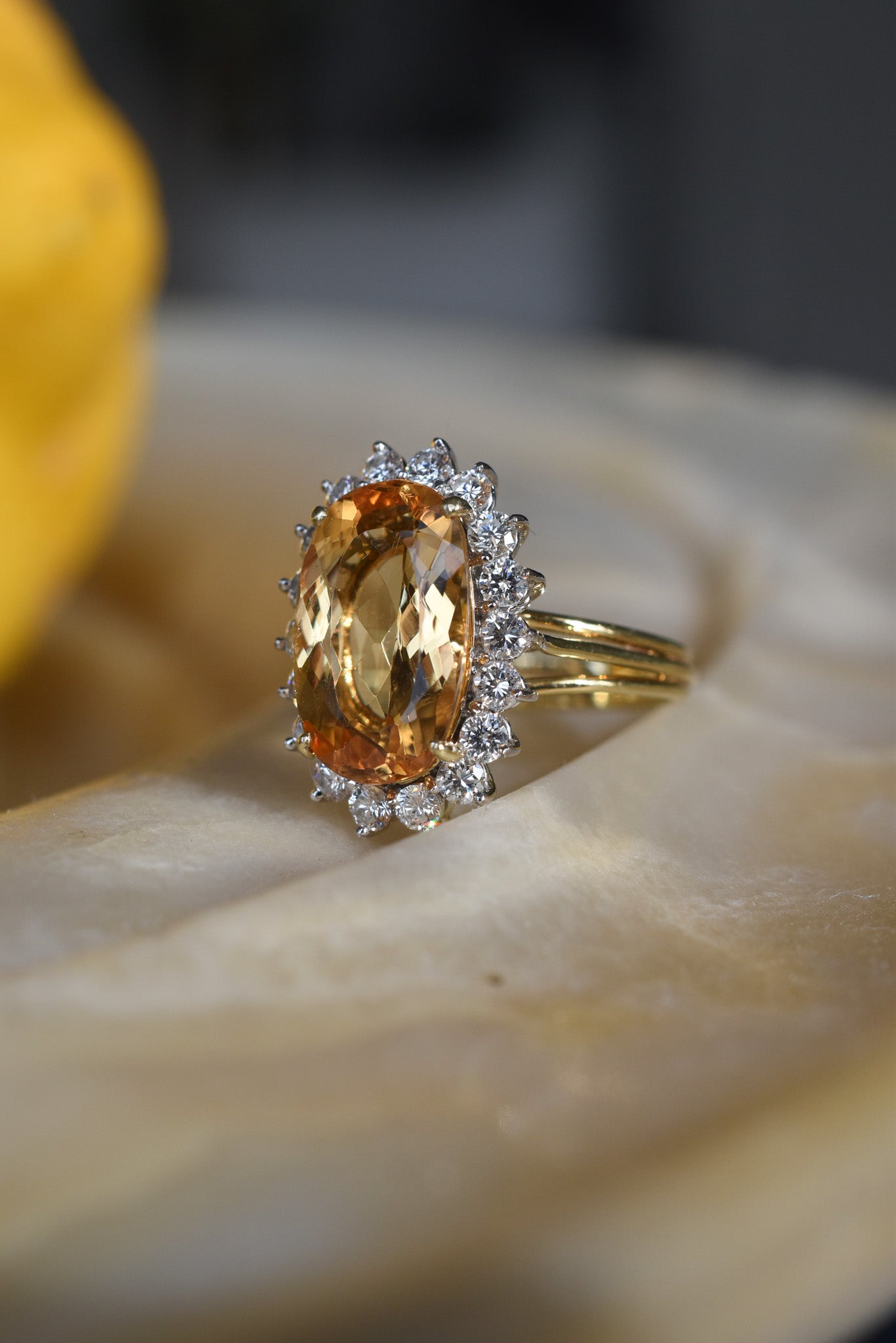 4.70ct Imperial Topaz and Diamond Cluster Ring