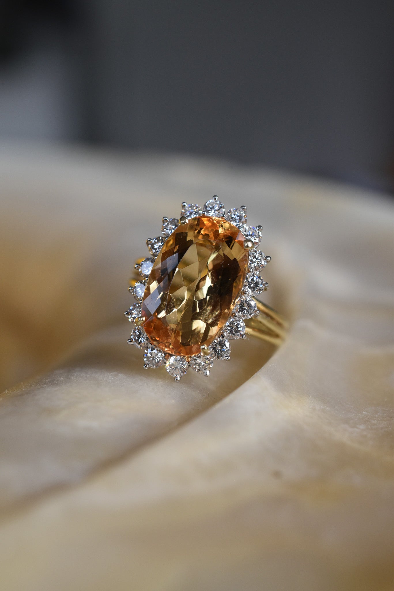 4.70ct Imperial Topaz and Diamond Cluster Ring