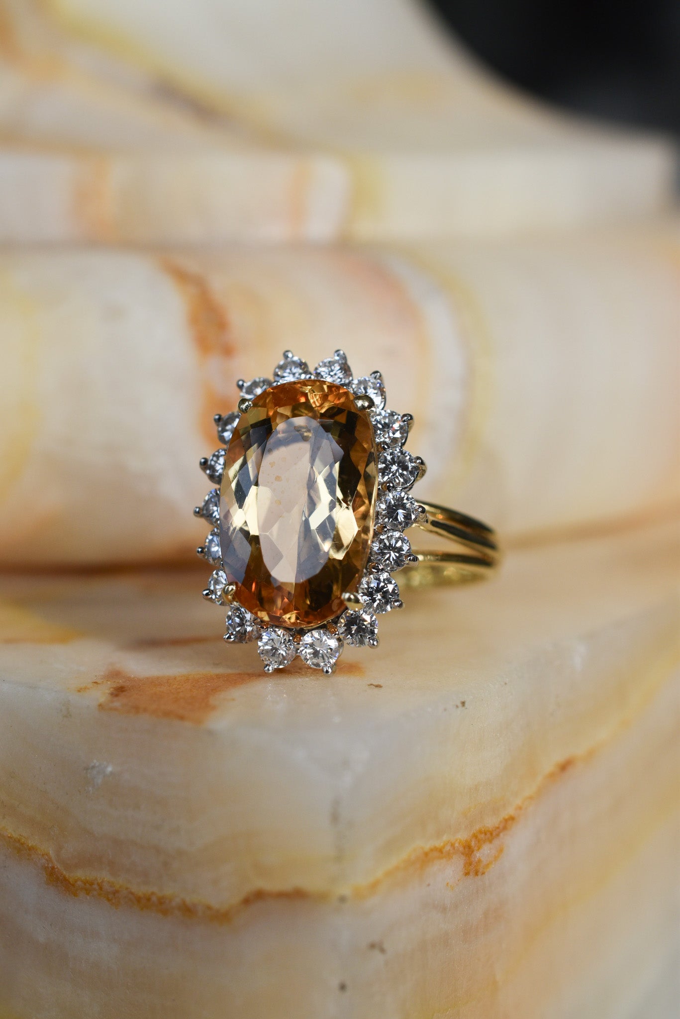 4.70ct Imperial Topaz and Diamond Cluster Ring