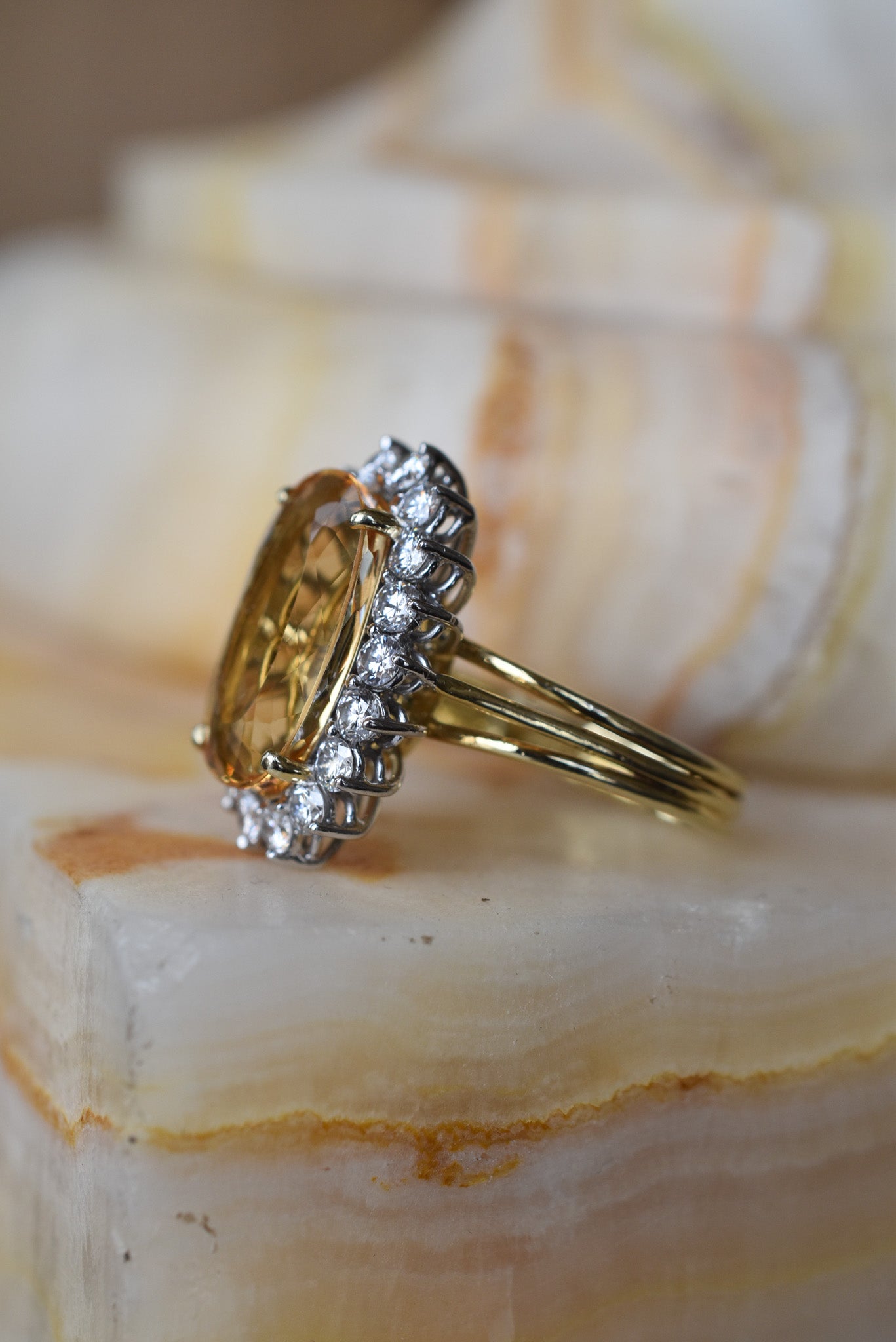 4.70ct Imperial Topaz and Diamond Cluster Ring