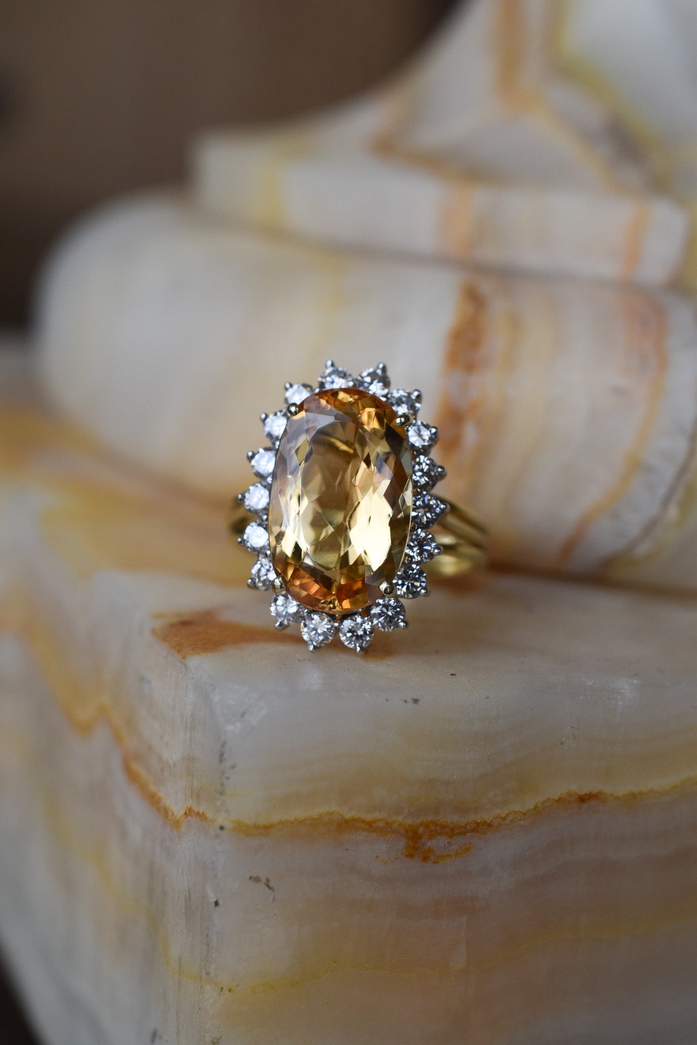 4.70ct Imperial Topaz and Diamond Cluster Ring