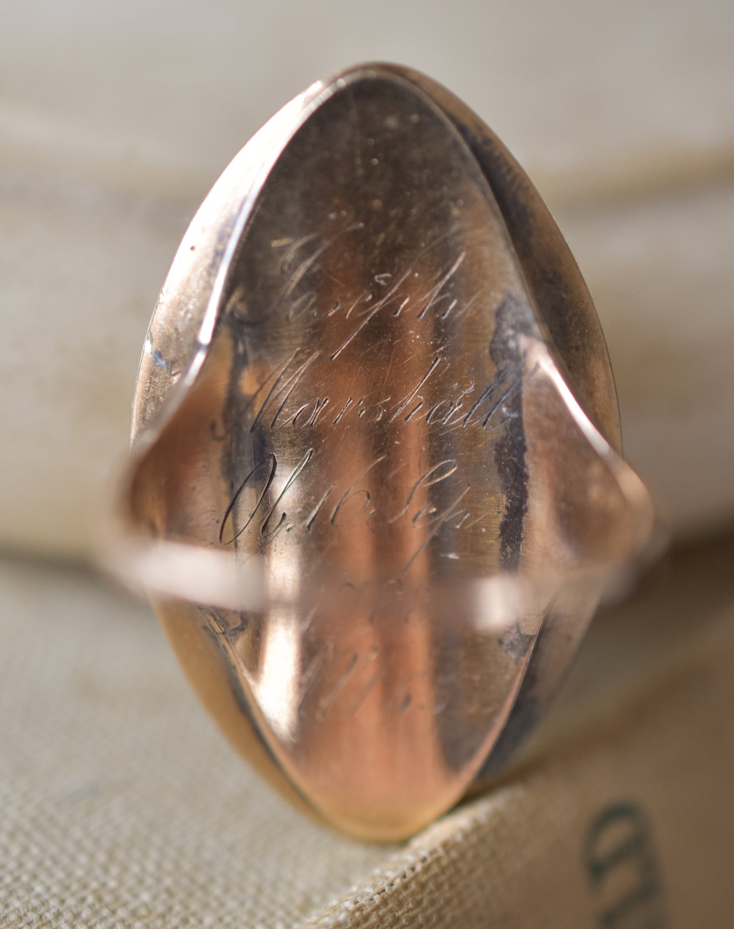 Antique Georgian Navette Mourning Ring 'Not Lost But Gone Before'