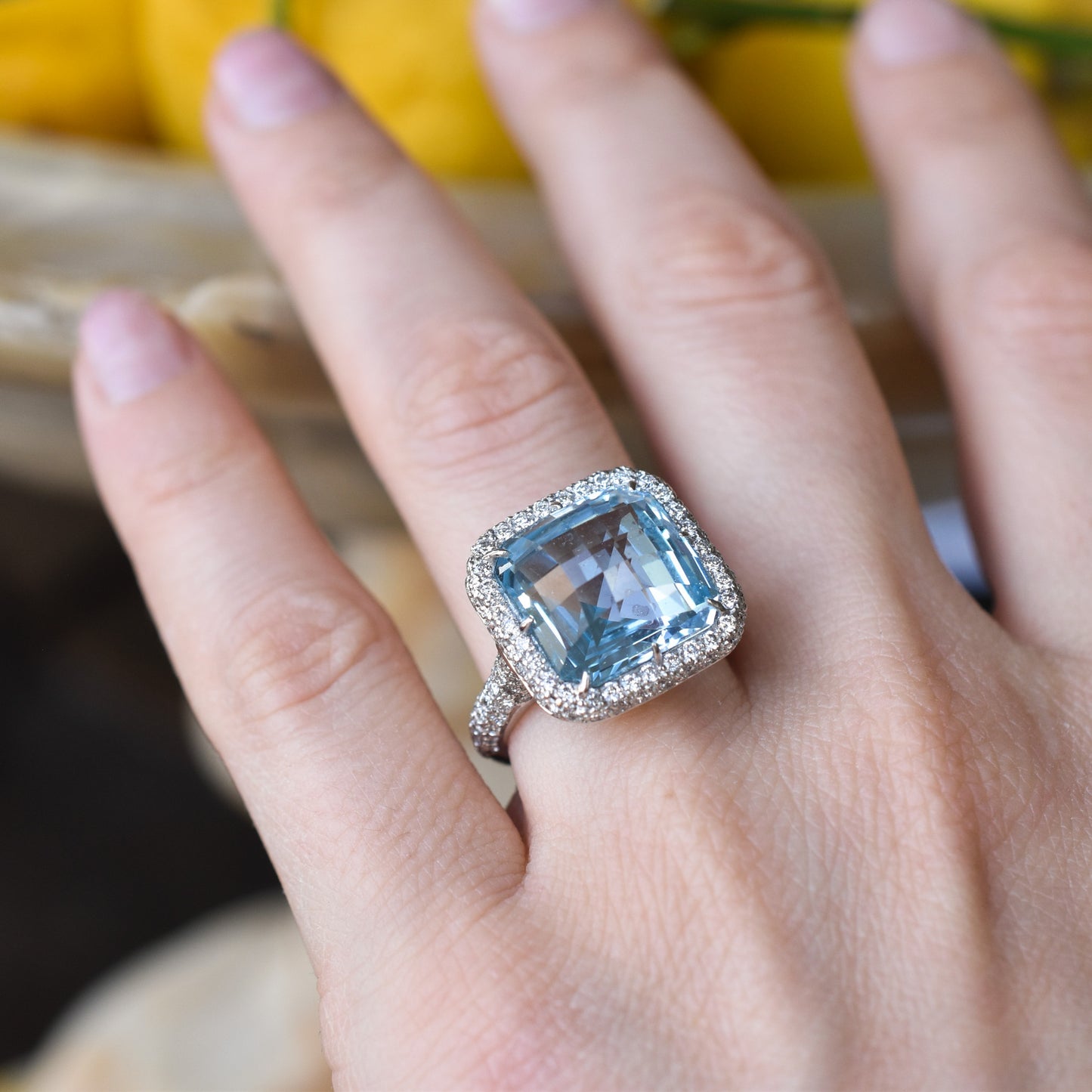 15ct Natural Topaz and Diamond 18k Gold Cocktail Ring