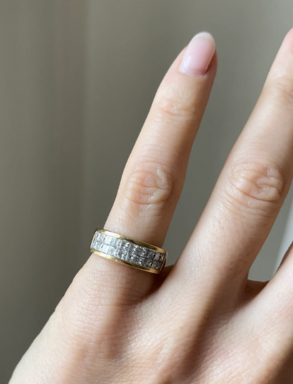 Estate 1.40ct Double Row Diamond Ring in 18k Yellow Gold