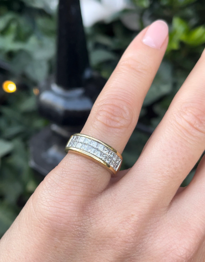 Estate 1.40ct Double Row Diamond Ring in 18k Yellow Gold