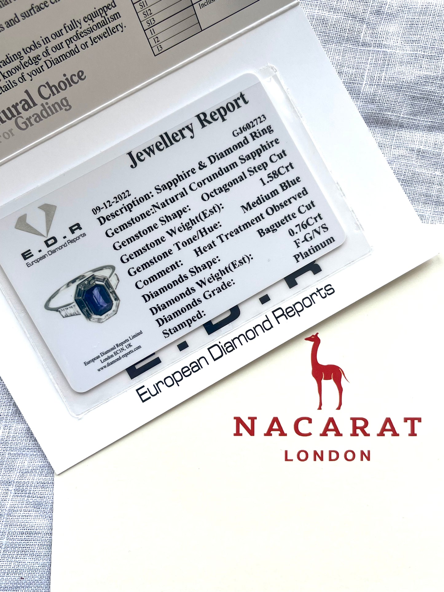 Estate Sapphire and Baguette-cut Diamond Platinum Engagement Ring