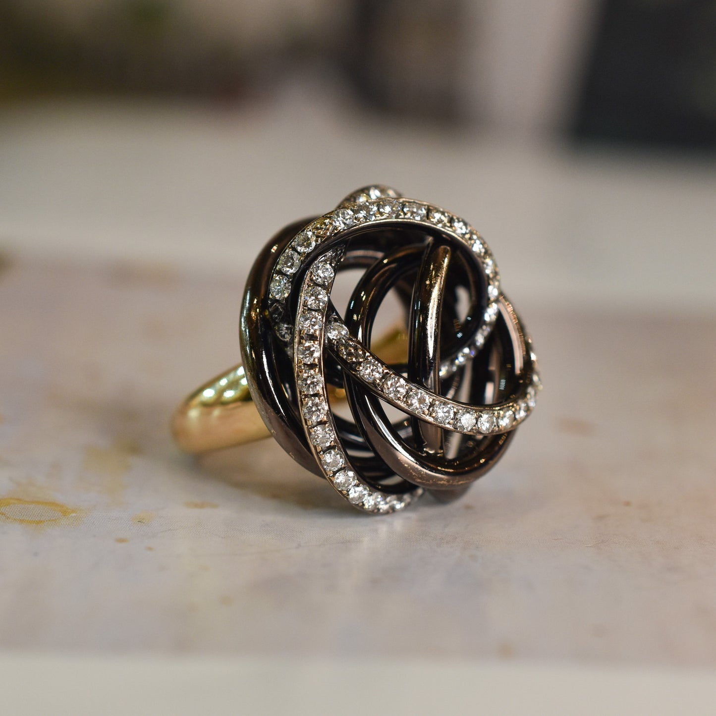 De Grisogono 'Matassa' 1.80ct Diamond Ring in 18k Brown and Rose Gold